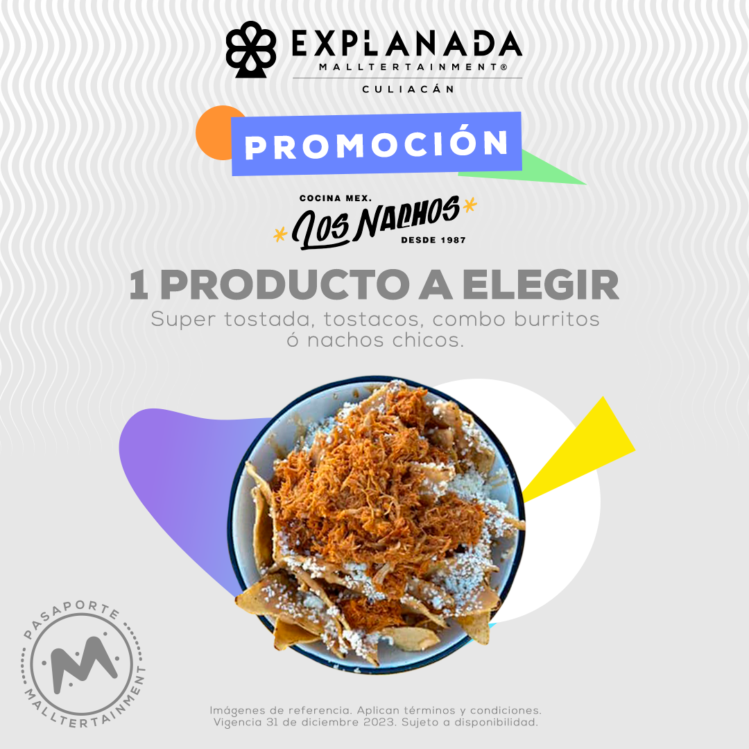 1 Producto a escoger: Super tostada, tostacos, combo burrito o nachos chicos.